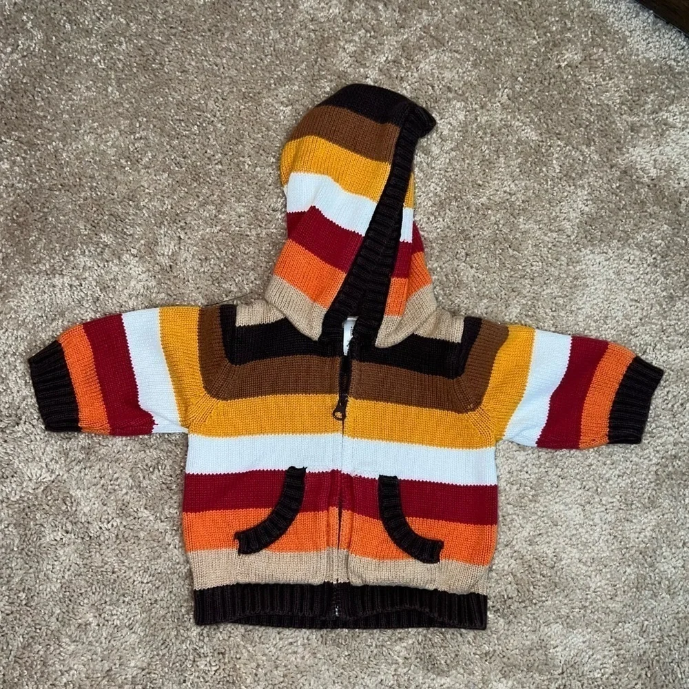 GAP Autumn Striped Zipper Sweater (0-3 mos)
